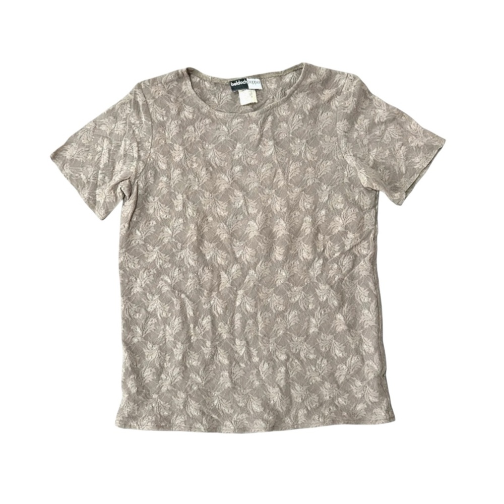Beige Lace Mesh Short Sleeve Top Women’s Size Small